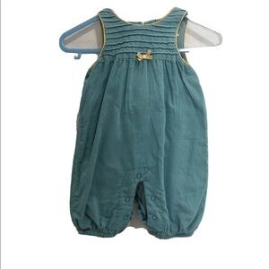 Koala baby romper aqua blue with gold trim new born sleeveless